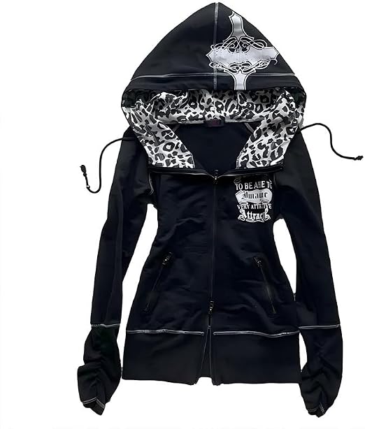 Hollis Women's Leopard Print Hoodie – Fitted Silhouette, Y2K Style & Gentle Fabric