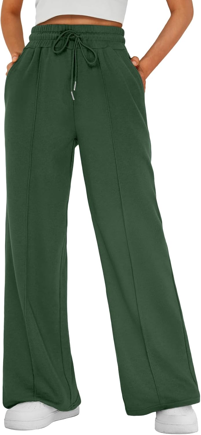 Malachi Women's Wide-Leg Sweatpants – High-Rise Waist, Drawstring & Side Slip Pockets