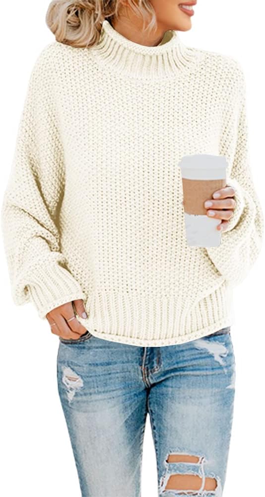 Halsey Women's Cable Knit Turtleneck Sweater – Dolman Sleeves, Roomy Fit & Hip Length