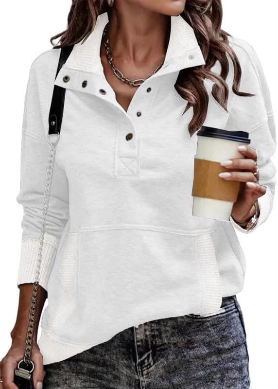 Lennox Women's Henley Sweatshirt – V-Neckline, Ribbed Texture & Comfortable Fit
