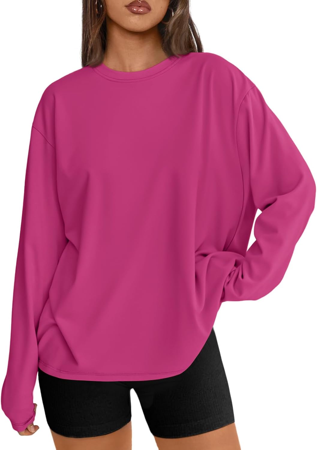 Maren Women's Oversized Long-Sleeve T-Shirt – Crewneck, Stretchy Material & Easy Fit