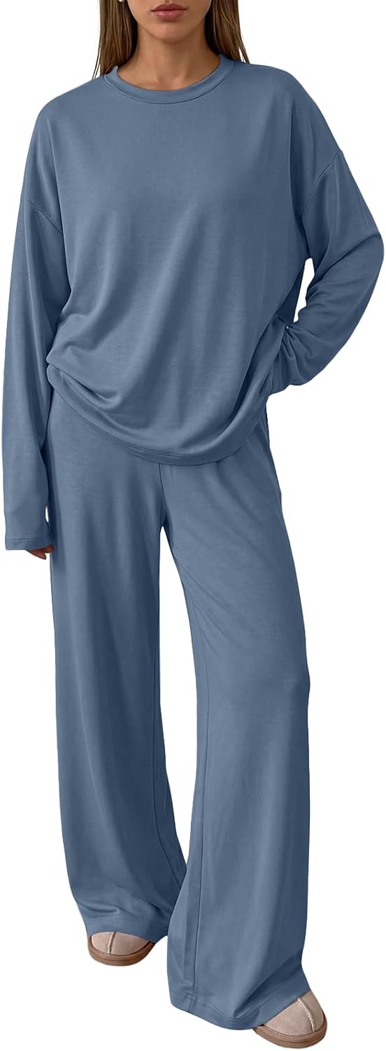 Vesper Women's Two-Piece Lounge Set – Longline Top & Wide-Leg Pants with Handy Pockets