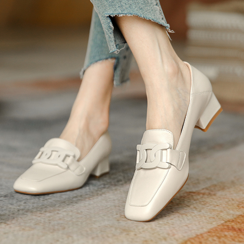 Verity Women's Mary Jane Loafers – Leather Shoes with a Chunky Heel for All-Day Comfort