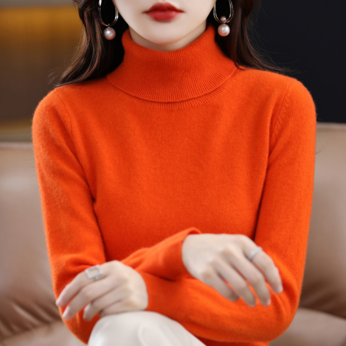 Undine Cashmere Turtleneck Sweater for Women – Premium Plush Knit for Warmth and Light Comfort
