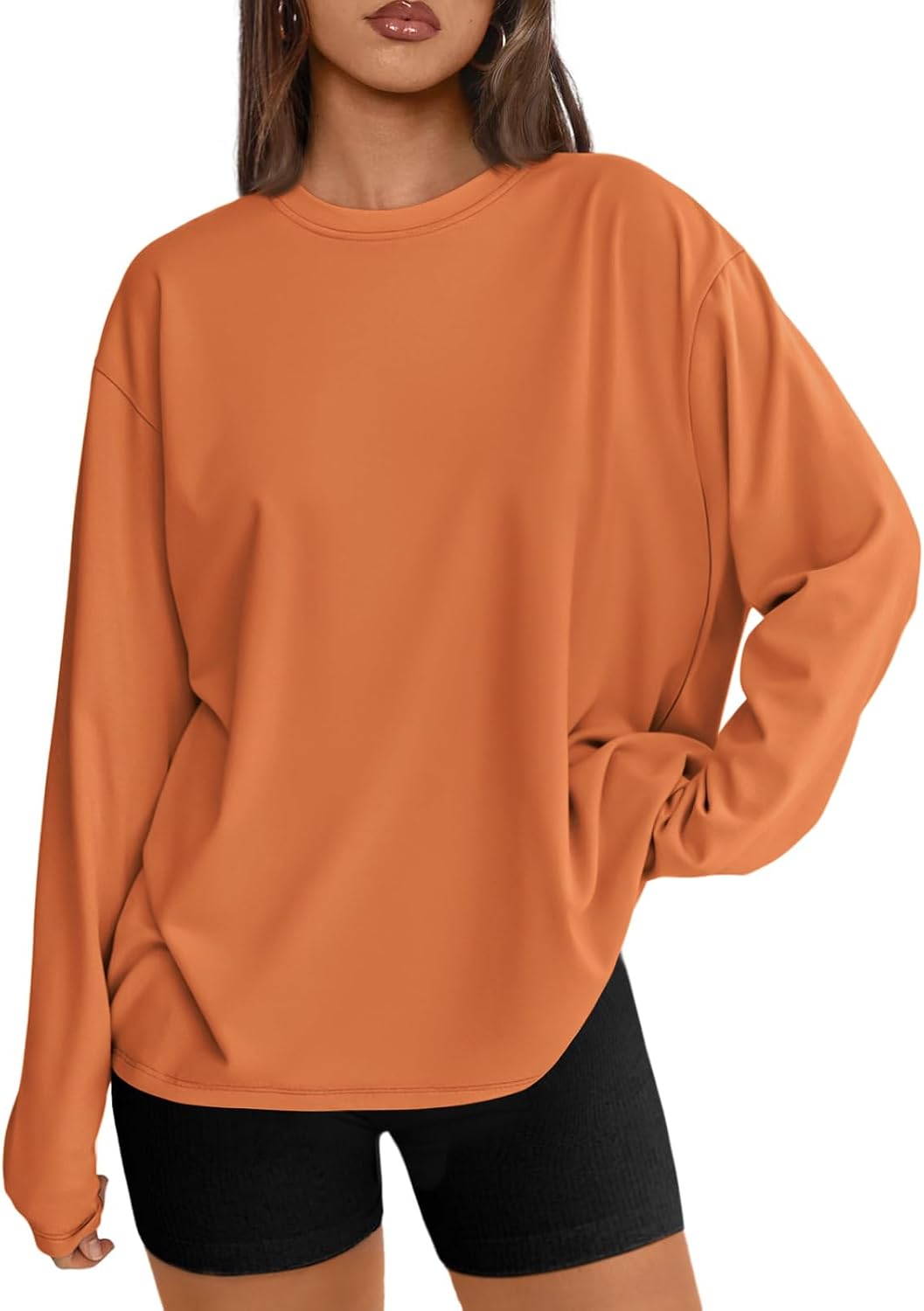 Maren Women's Oversized Long-Sleeve T-Shirt – Crewneck, Stretchy Material & Easy Fit