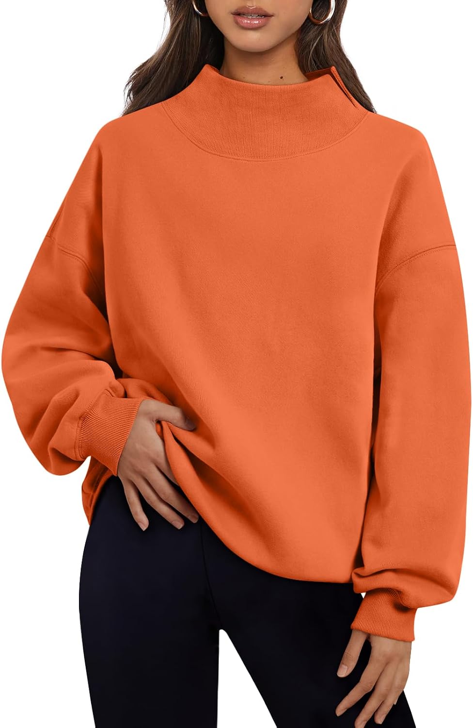 Lavinia Women's Oversized Fleece Sweatshirt – Asymmetric Neck, Dropped-Shoulder Design & Relaxed Silhouette