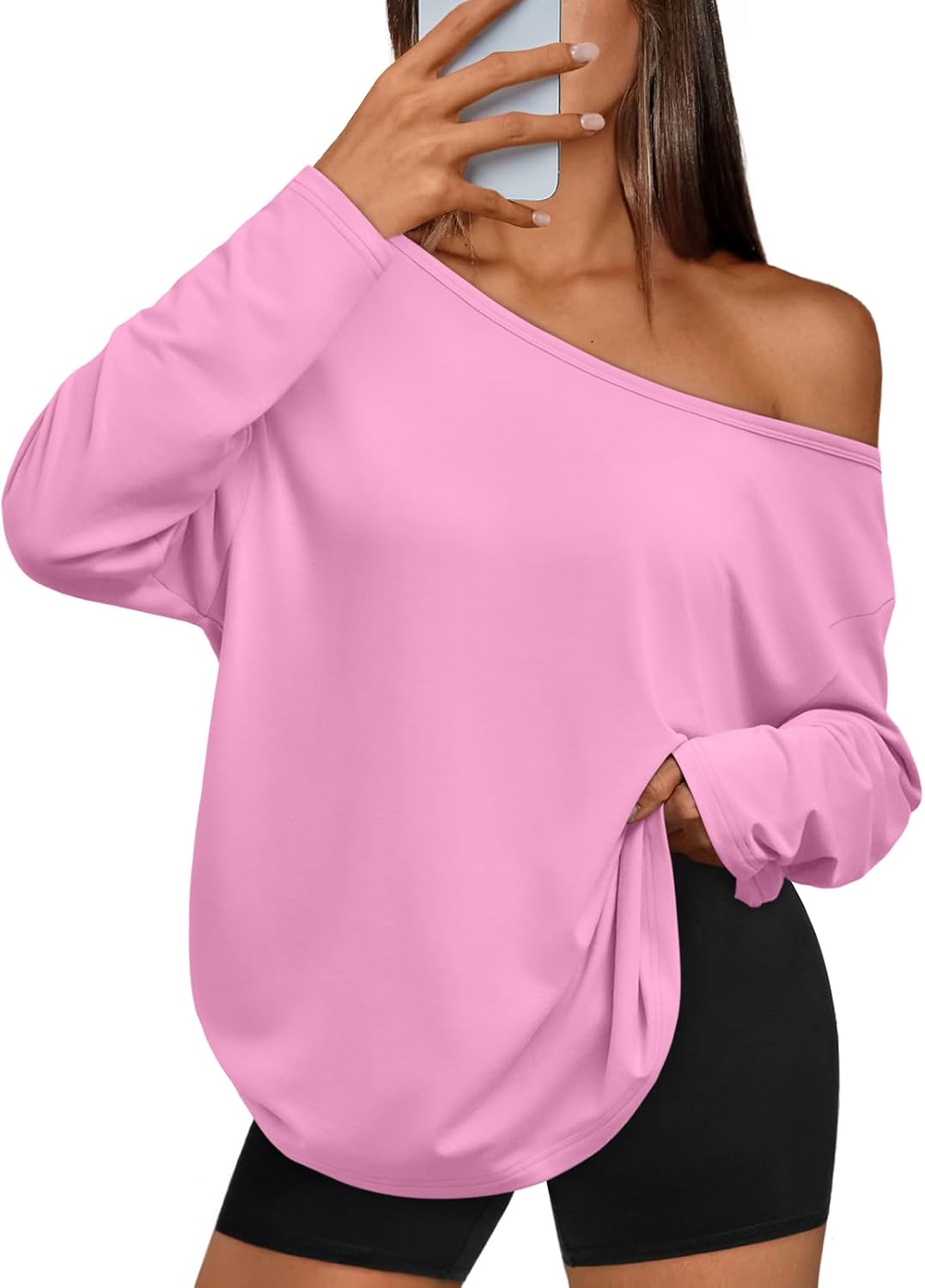 Pruitt Women's One-Shoulder Top – Asymmetric Neckline, Full-Length Sleeves & Roomy Fit