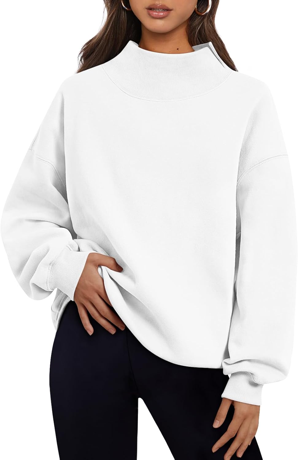 Lavinia Women's Oversized Fleece Sweatshirt – Asymmetric Neck, Dropped-Shoulder Design & Relaxed Silhouette