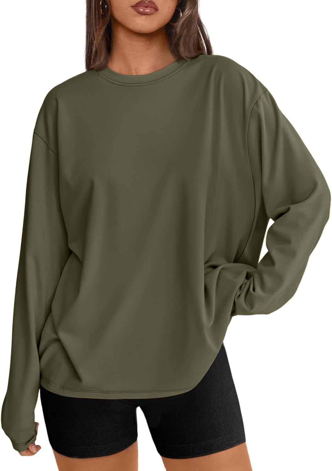 Maren Women's Oversized Long-Sleeve T-Shirt – Crewneck, Stretchy Material & Easy Fit