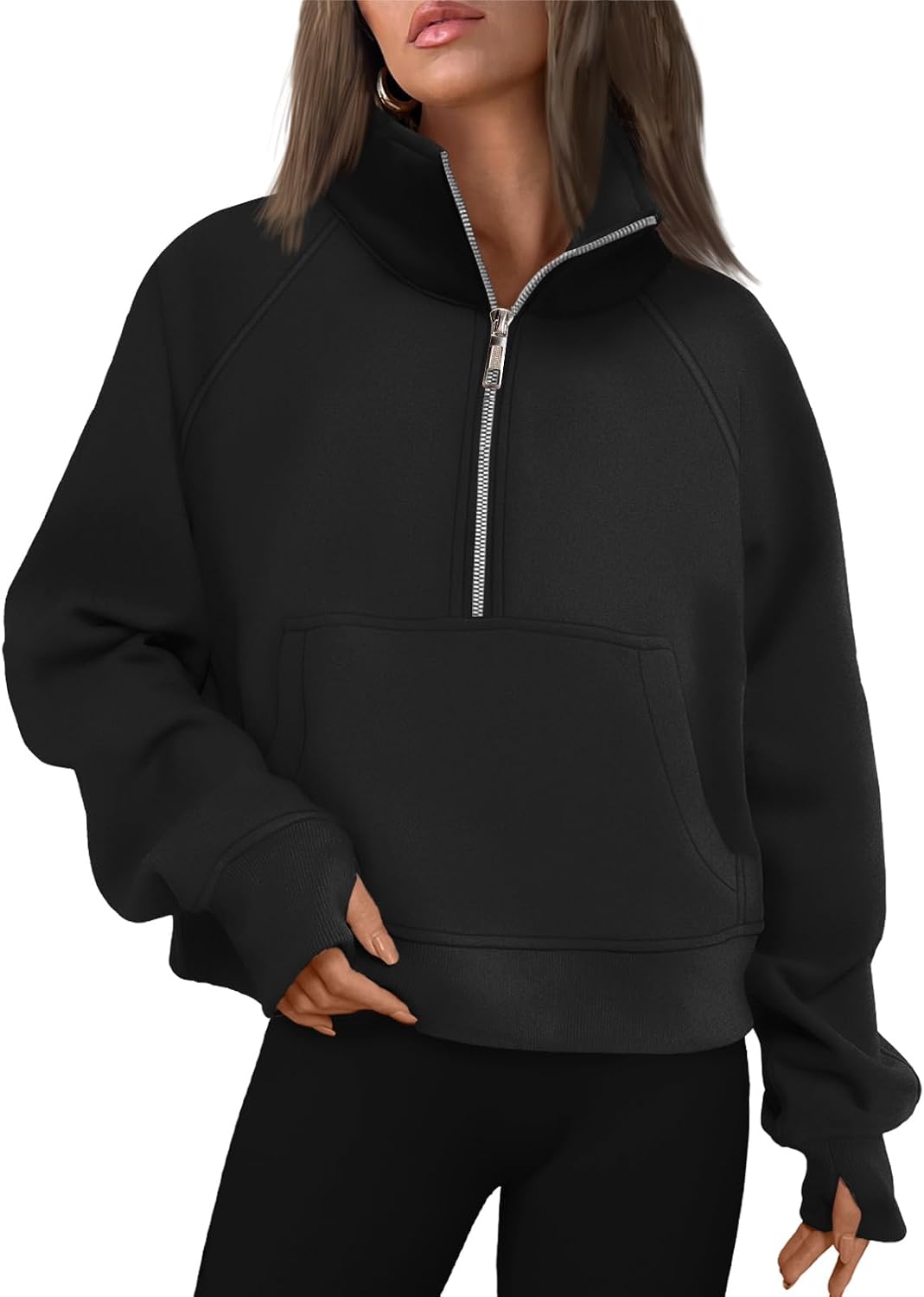 Fitzgerald Women's Fleece-Lined Hoodie – Dropped-Shoulder Design, Thumb Holes & Front Pouch Pocket