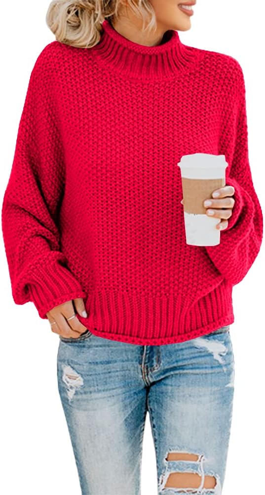 Halsey Women's Cable Knit Turtleneck Sweater – Dolman Sleeves, Roomy Fit & Hip Length