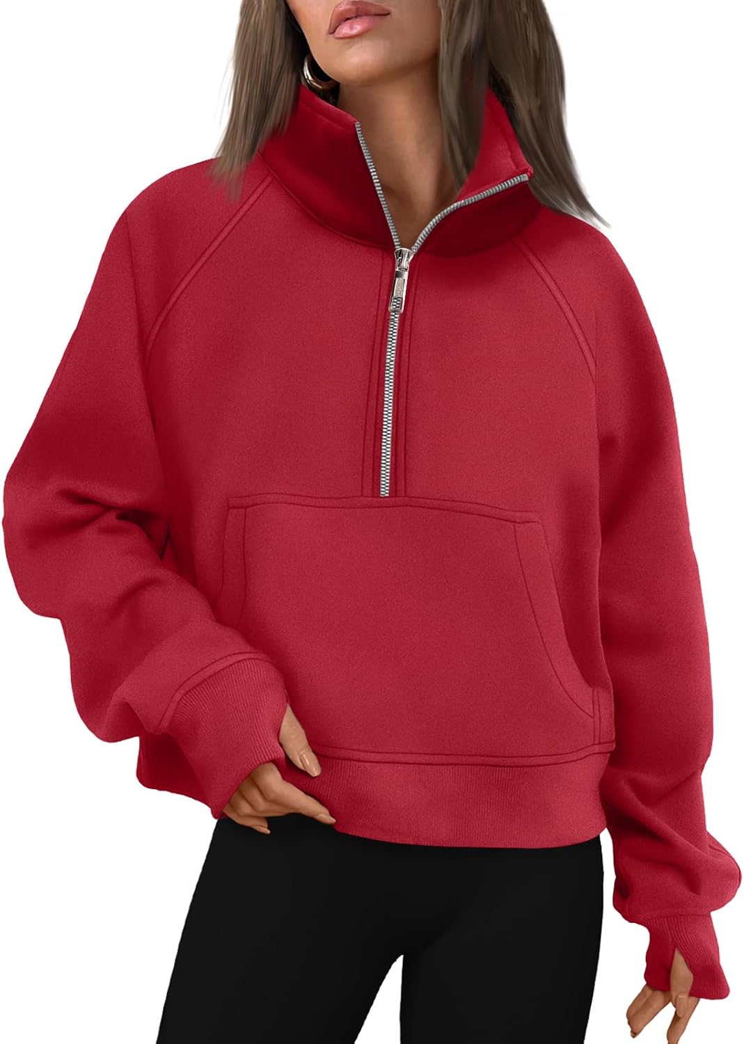 Fitzgerald Women's Fleece-Lined Hoodie – Dropped-Shoulder Design, Thumb Holes & Front Pouch Pocket
