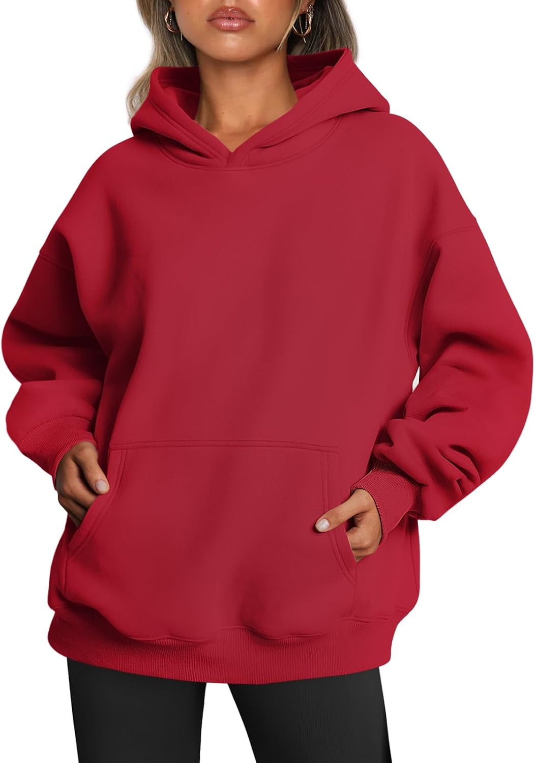 Aveline Women's Oversized Fleece Hoodie – Dropped-Shoulder Design, Front Pouch Pocket & Pullover