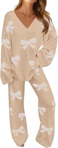 Kessler Women's Fleece Lounge Set – V-Neckline Top, Wide-Leg Pants & Drawstring Waist