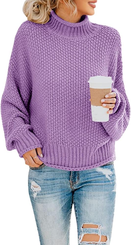Halsey Women's Cable Knit Turtleneck Sweater – Dolman Sleeves, Roomy Fit & Hip Length