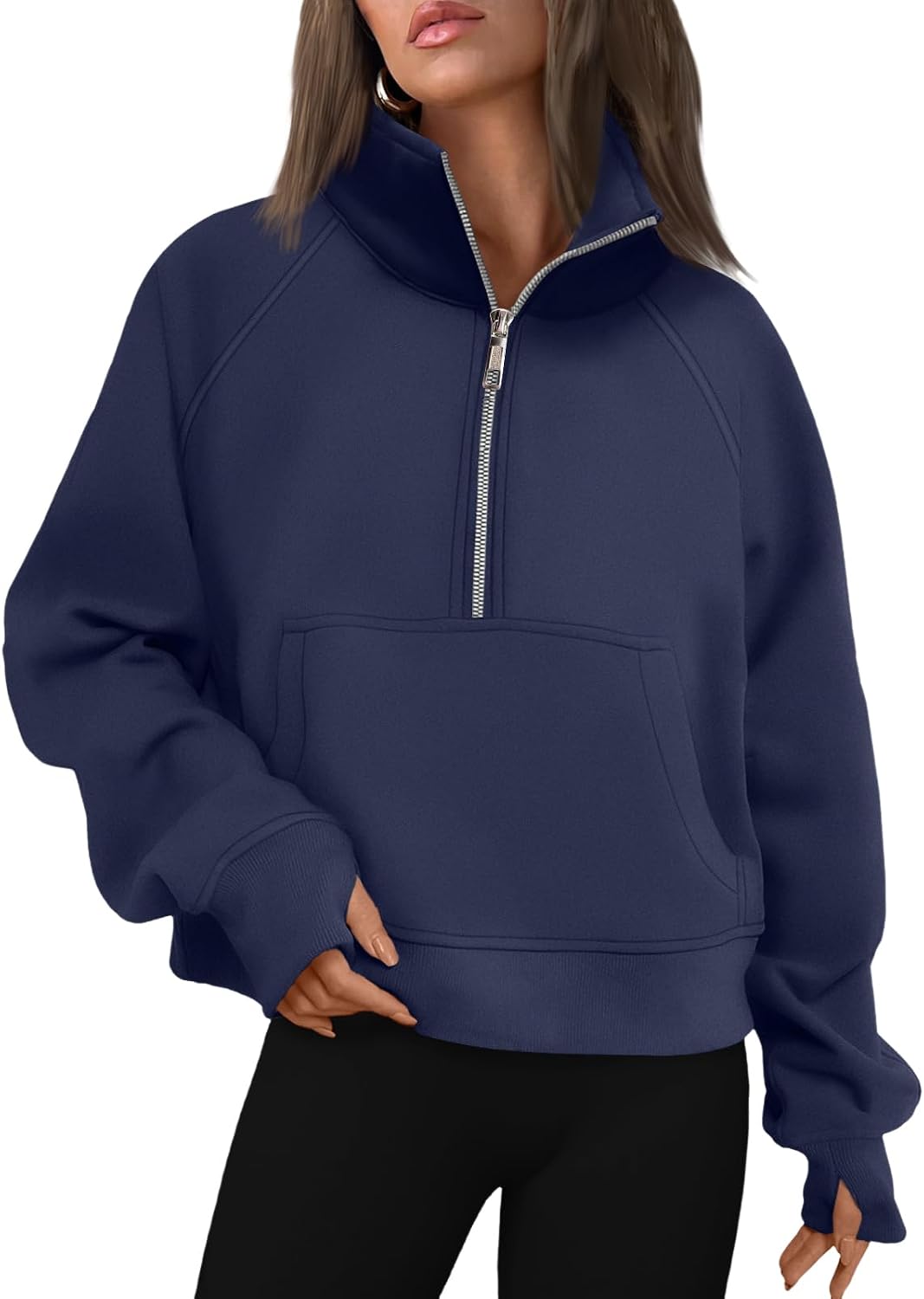 Fitzgerald Women's Fleece-Lined Hoodie – Dropped-Shoulder Design, Thumb Holes & Front Pouch Pocket