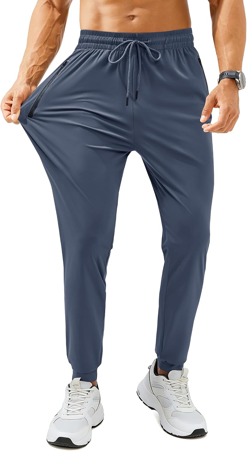 Ottoline Men's Athletic Joggers – 4-Way Stretch, Zippered Pockets & Cuffed Ankles