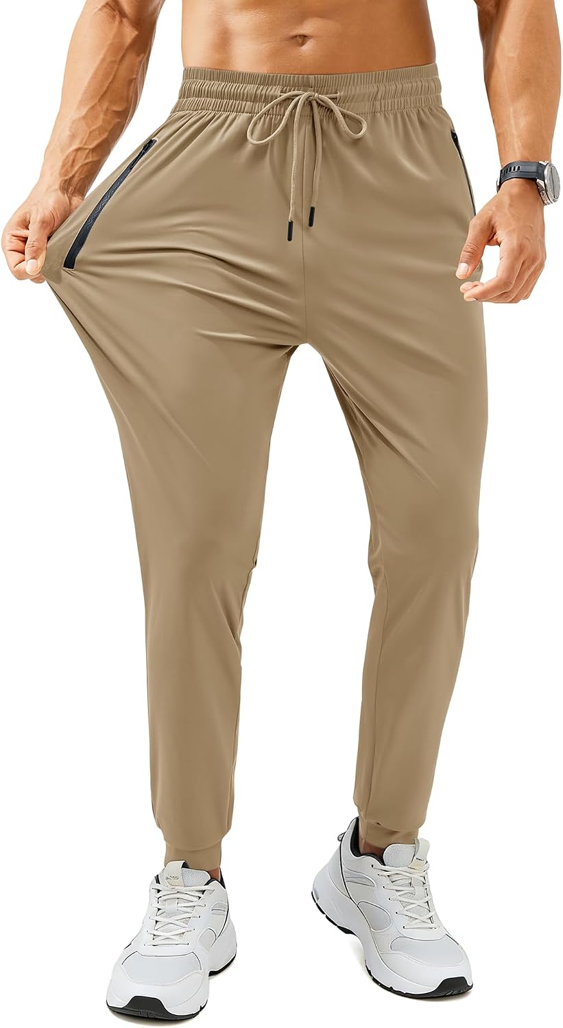 Ottoline Men's Athletic Joggers – 4-Way Stretch, Zippered Pockets & Cuffed Ankles