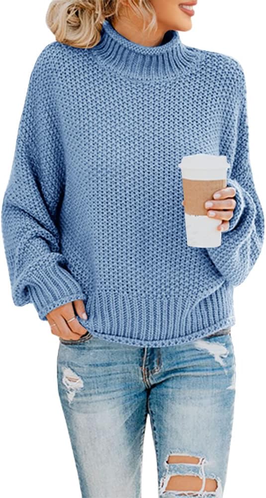 Halsey Women's Cable Knit Turtleneck Sweater – Dolman Sleeves, Roomy Fit & Hip Length