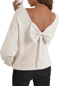 Cormac Women's Back Bow Knit Sweater – Open Back, Balloon Sleeves & Comfortable Fit