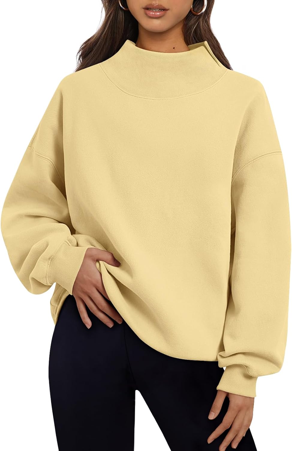 Lavinia Women's Oversized Fleece Sweatshirt – Asymmetric Neck, Dropped-Shoulder Design & Relaxed Silhouette