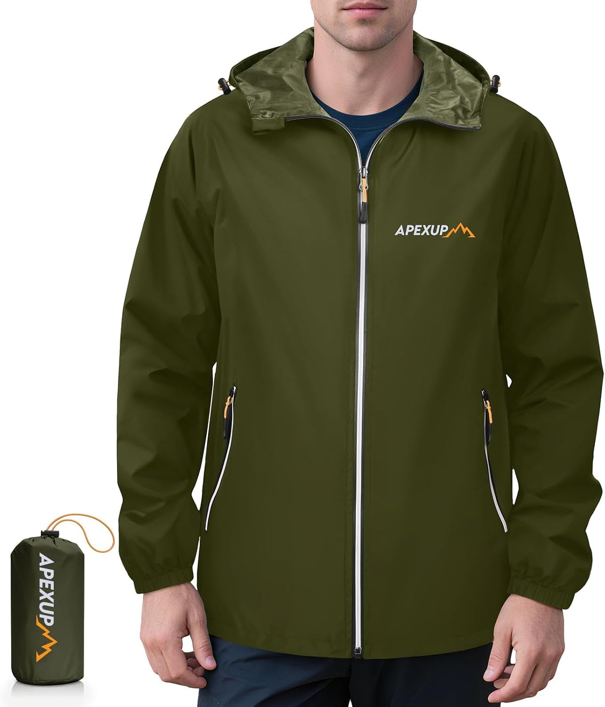 Kessler Men's Waterproof Rain Jacket – Packable, With Hood, Reflective & 4 Handy Pockets