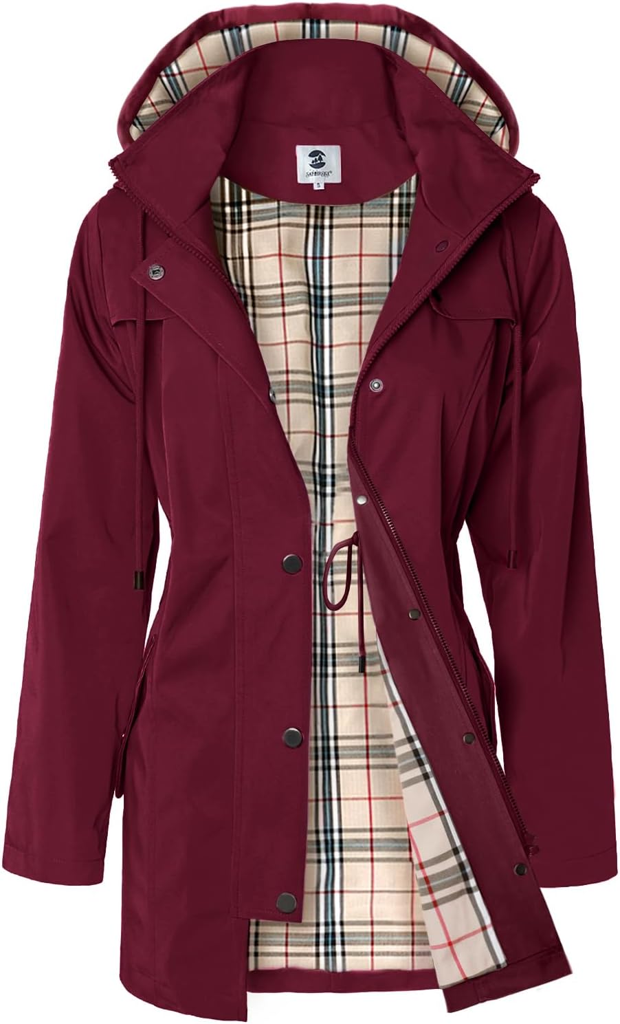 Halsey Women's Water-Resistant Rain Jacket – With Hood, Drawstring Waist & Snap Handy Pockets