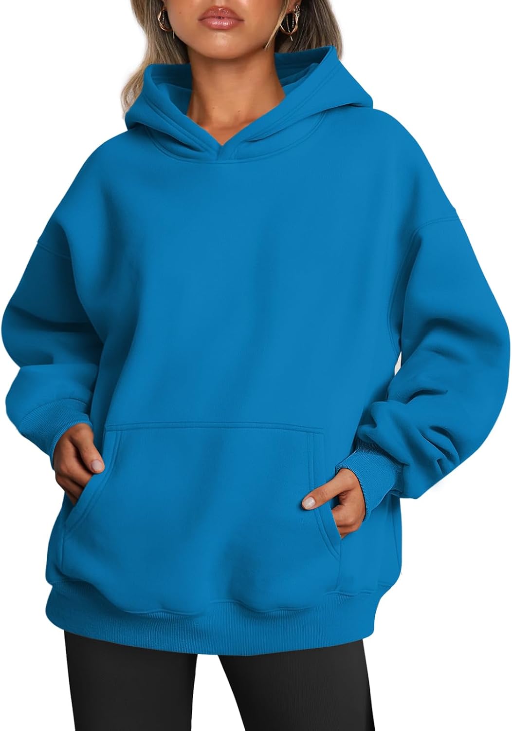 Aveline Women's Oversized Fleece Hoodie – Dropped-Shoulder Design, Front Pouch Pocket & Pullover