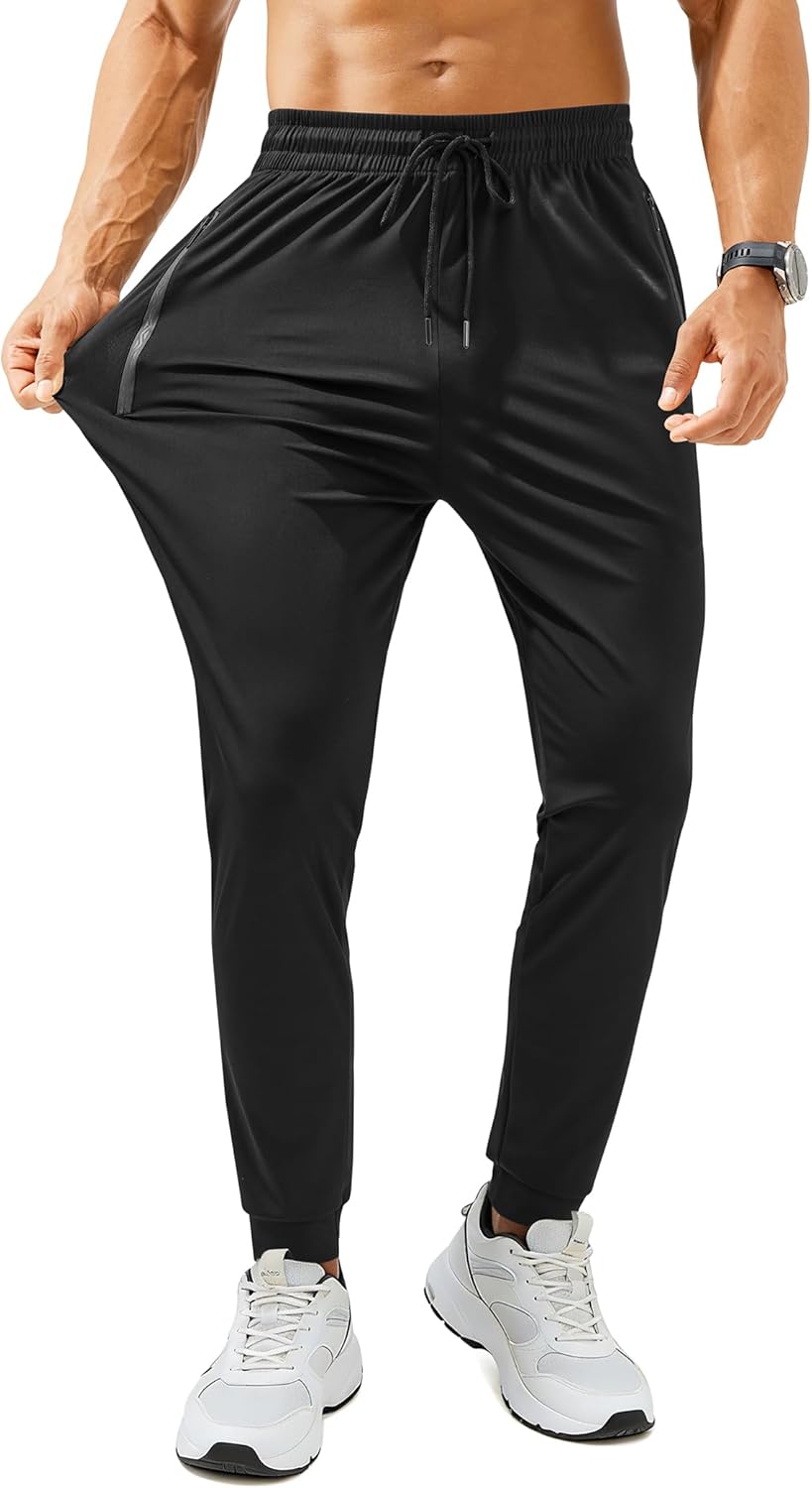 Ottoline Men's Athletic Joggers – 4-Way Stretch, Zippered Pockets & Cuffed Ankles