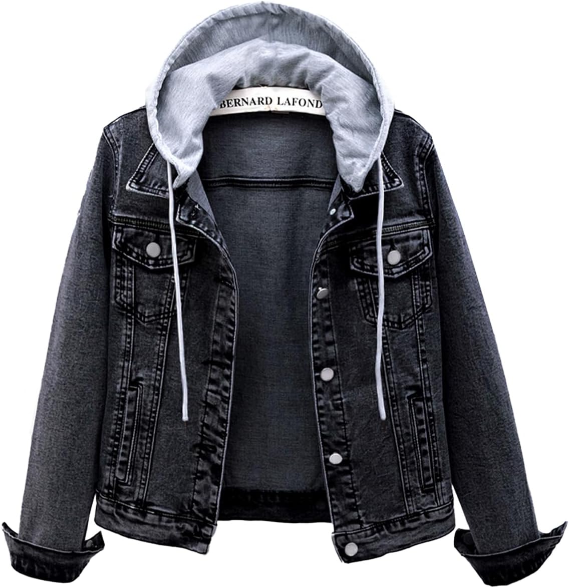Delaney Women's With Hood Denim Jacket – Detachable Hood, Distressed Detail & 4 Handy Pockets
