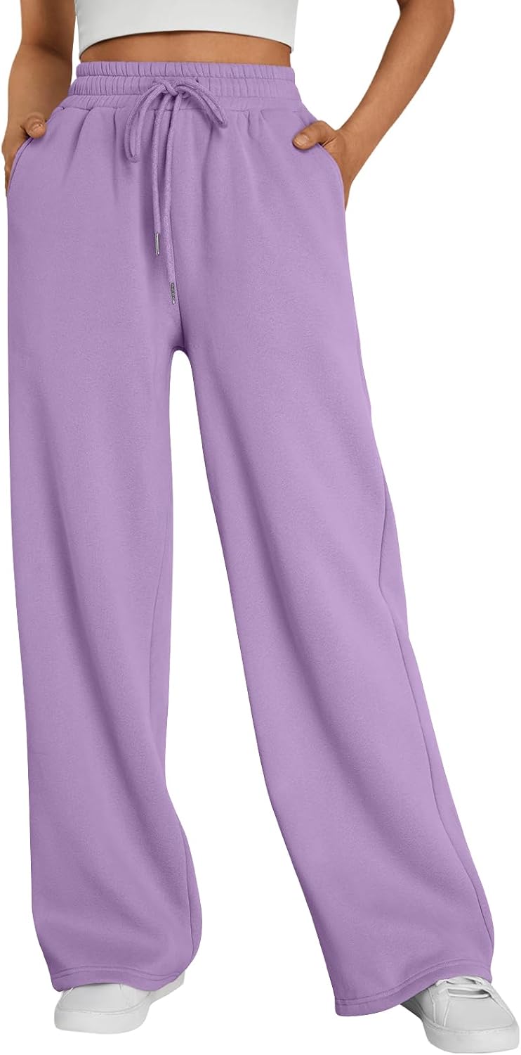 Dorian Women's Wide-Leg Sweatpants – High-Rise Waist, Drawstring & Handy Pockets