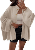 Briar Women's Oversized Cardigan – Balloon Sleeves, Ribbed Knit Fabric & Button-Up Front
