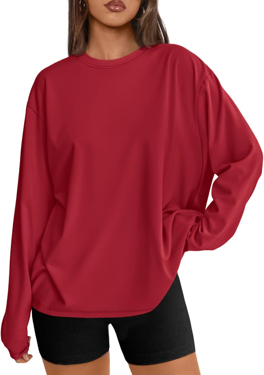 Maren Women's Oversized Long-Sleeve T-Shirt – Crewneck, Stretchy Material & Easy Fit
