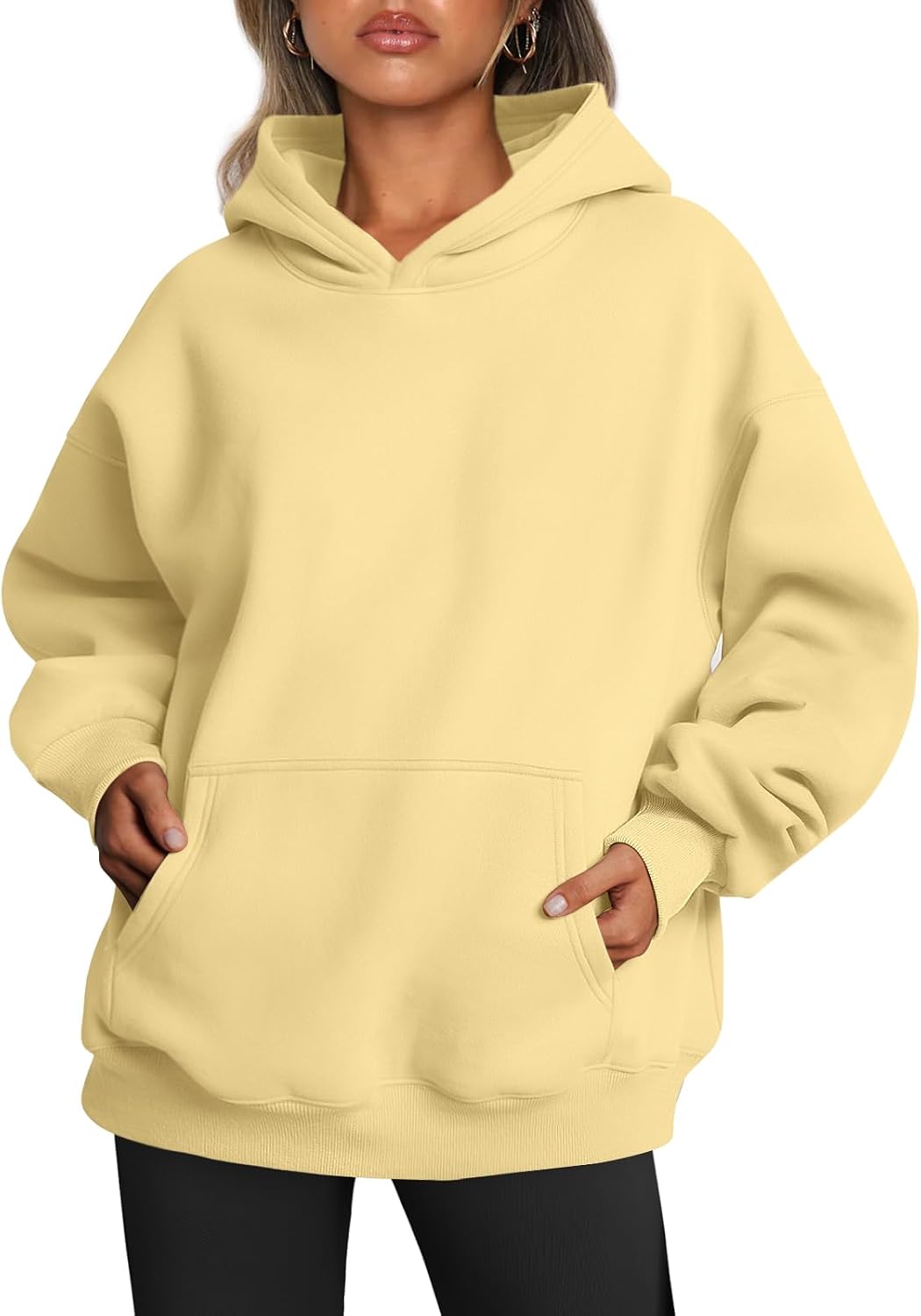Aveline Women's Oversized Fleece Hoodie – Dropped-Shoulder Design, Front Pouch Pocket & Pullover