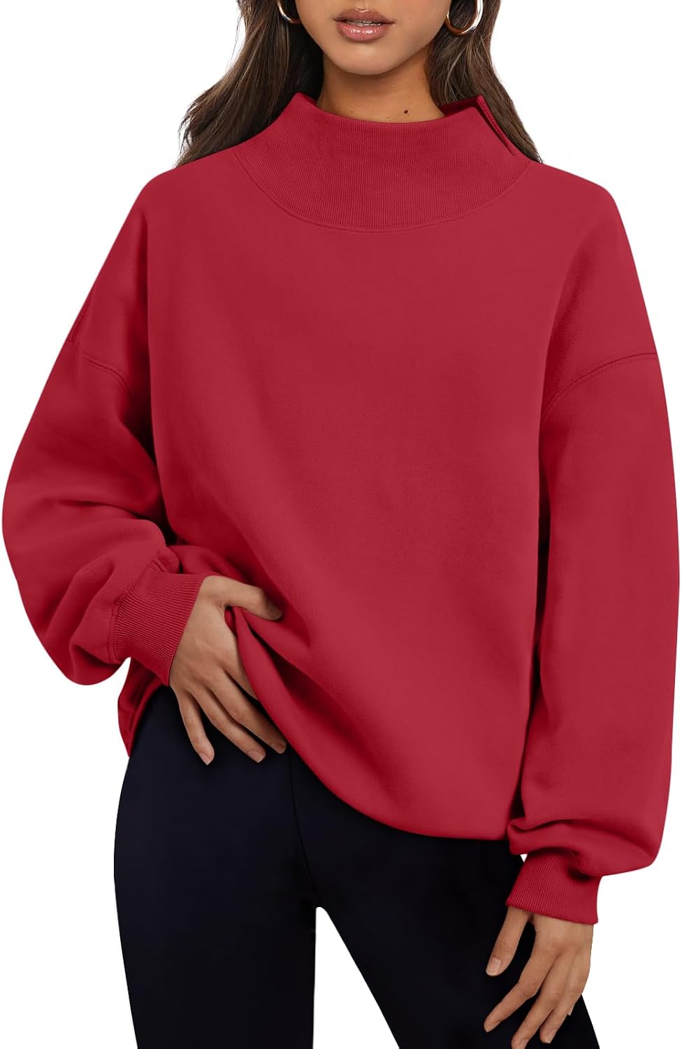 Lavinia Women's Oversized Fleece Sweatshirt – Asymmetric Neck, Dropped-Shoulder Design & Relaxed Silhouette