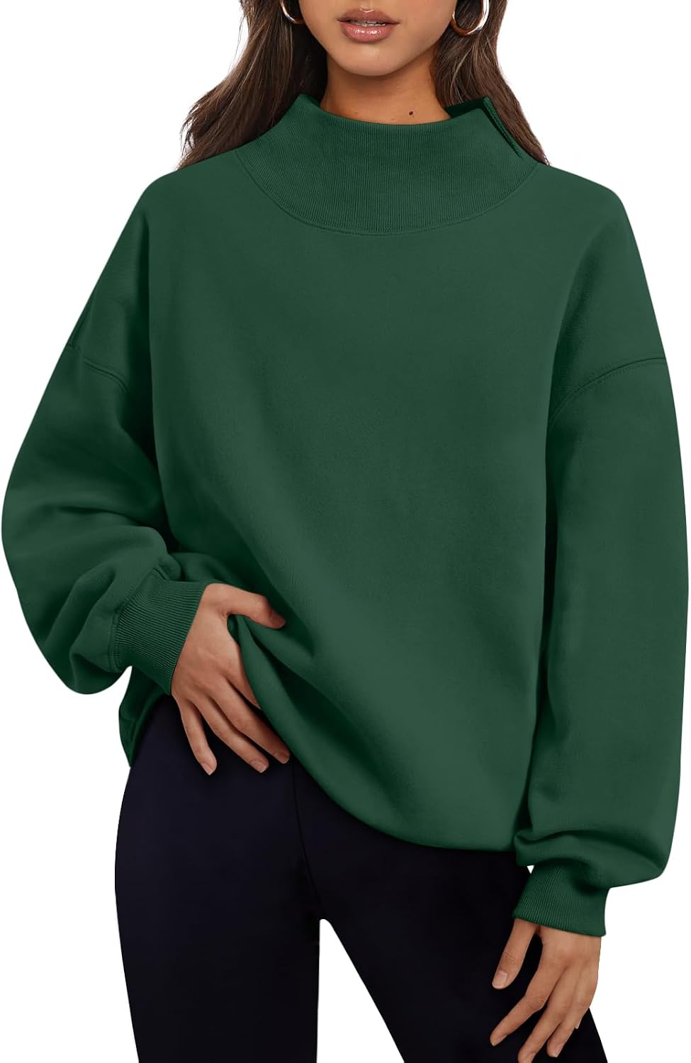 Lavinia Women's Oversized Fleece Sweatshirt – Asymmetric Neck, Dropped-Shoulder Design & Relaxed Silhouette