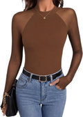 Dorian Women's Floral Mesh Top – Mock Neck, Sheer Raglan Sleeves & Double-Lined Body