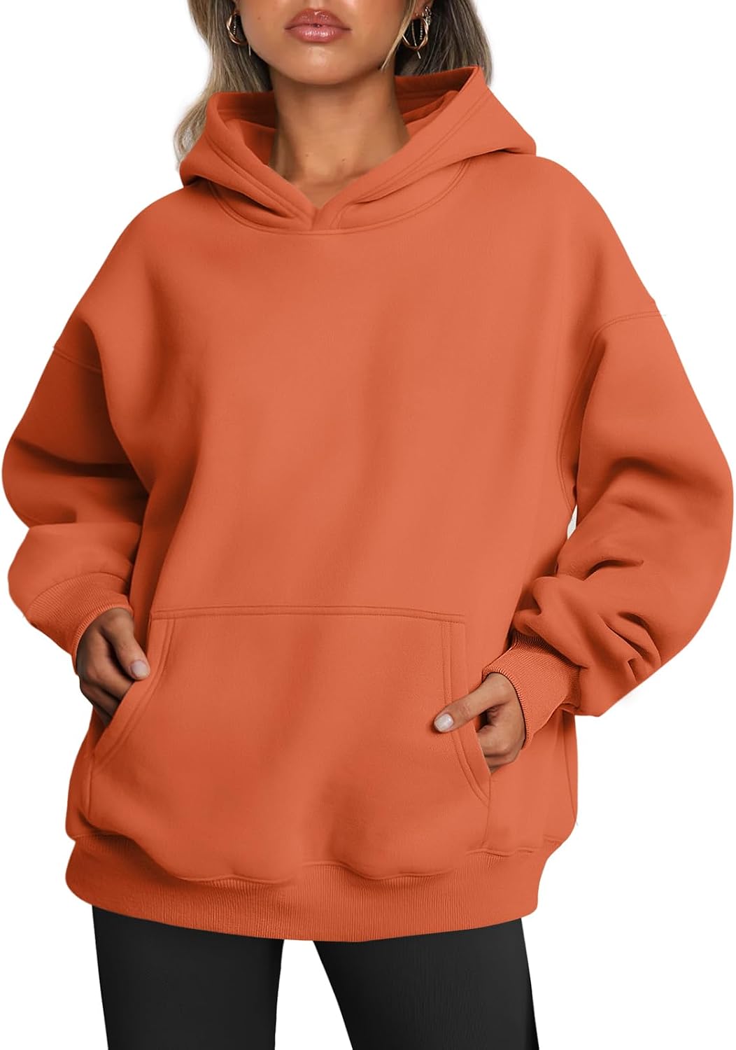 Aveline Women's Oversized Fleece Hoodie – Dropped-Shoulder Design, Front Pouch Pocket & Pullover