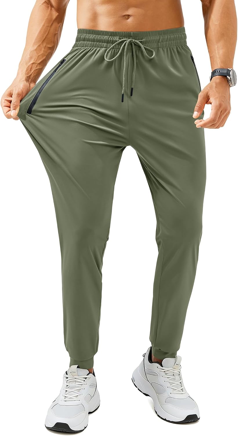 Ottoline Men's Athletic Joggers – 4-Way Stretch, Zippered Pockets & Cuffed Ankles