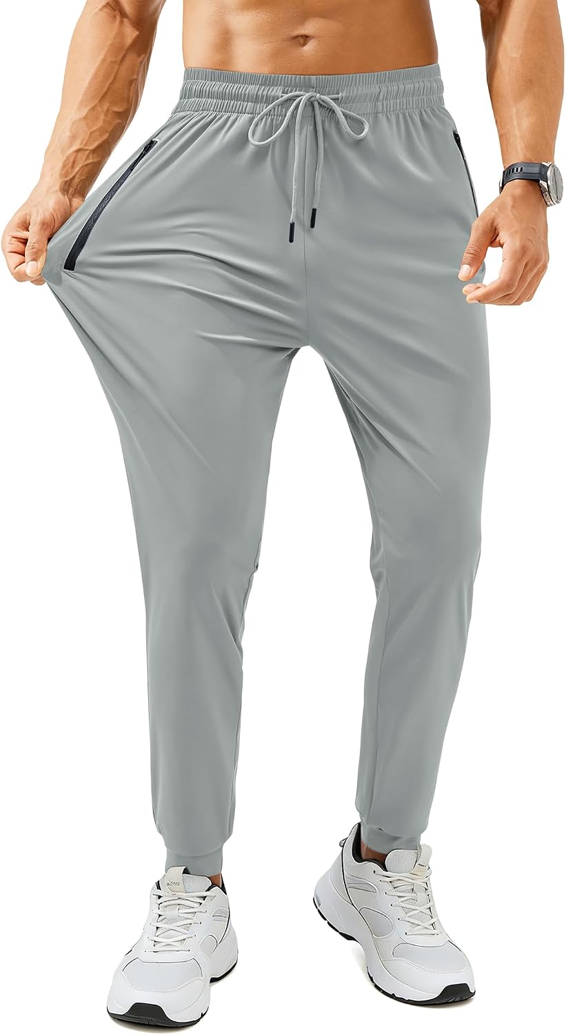 Ottoline Men's Athletic Joggers – 4-Way Stretch, Zippered Pockets & Cuffed Ankles