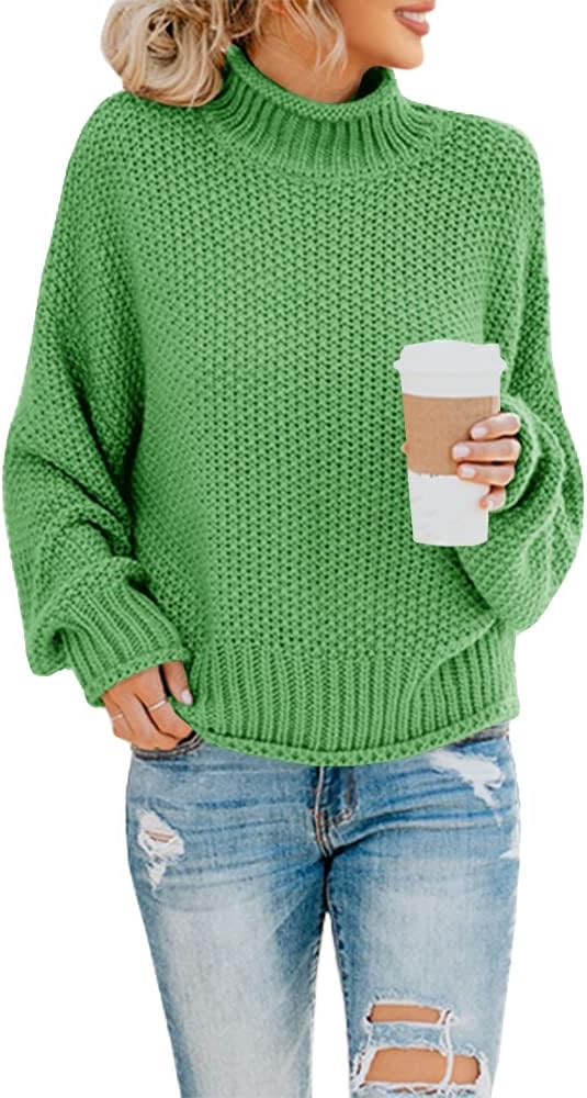 Halsey Women's Cable Knit Turtleneck Sweater – Dolman Sleeves, Roomy Fit & Hip Length