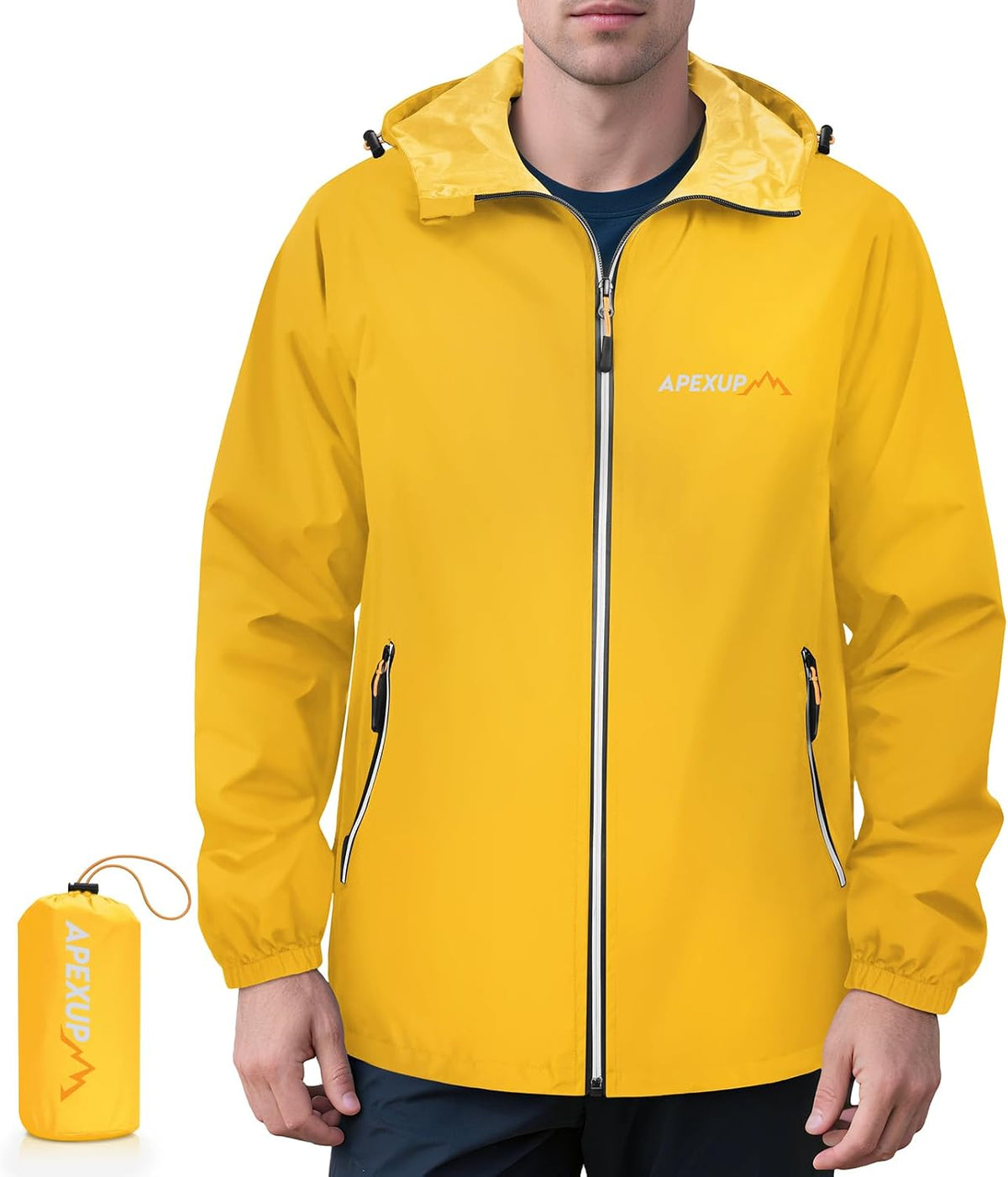 Kessler Men's Waterproof Rain Jacket – Packable, With Hood, Reflective & 4 Handy Pockets