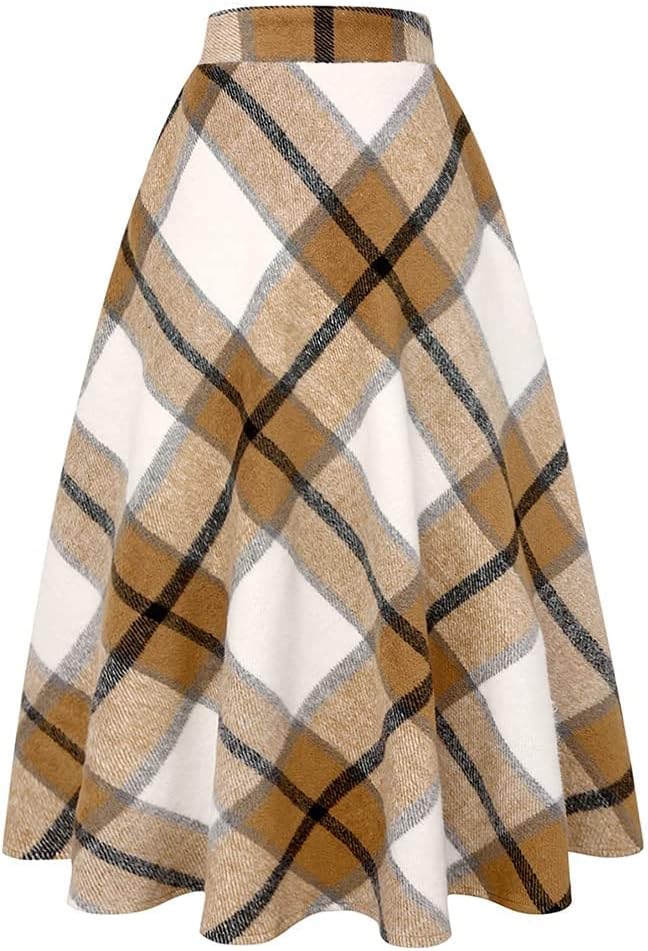 Noor Women's Plaid Wool-Blend Skirt – High-Rise Waist, A-Line Fit & Side Slip Pockets