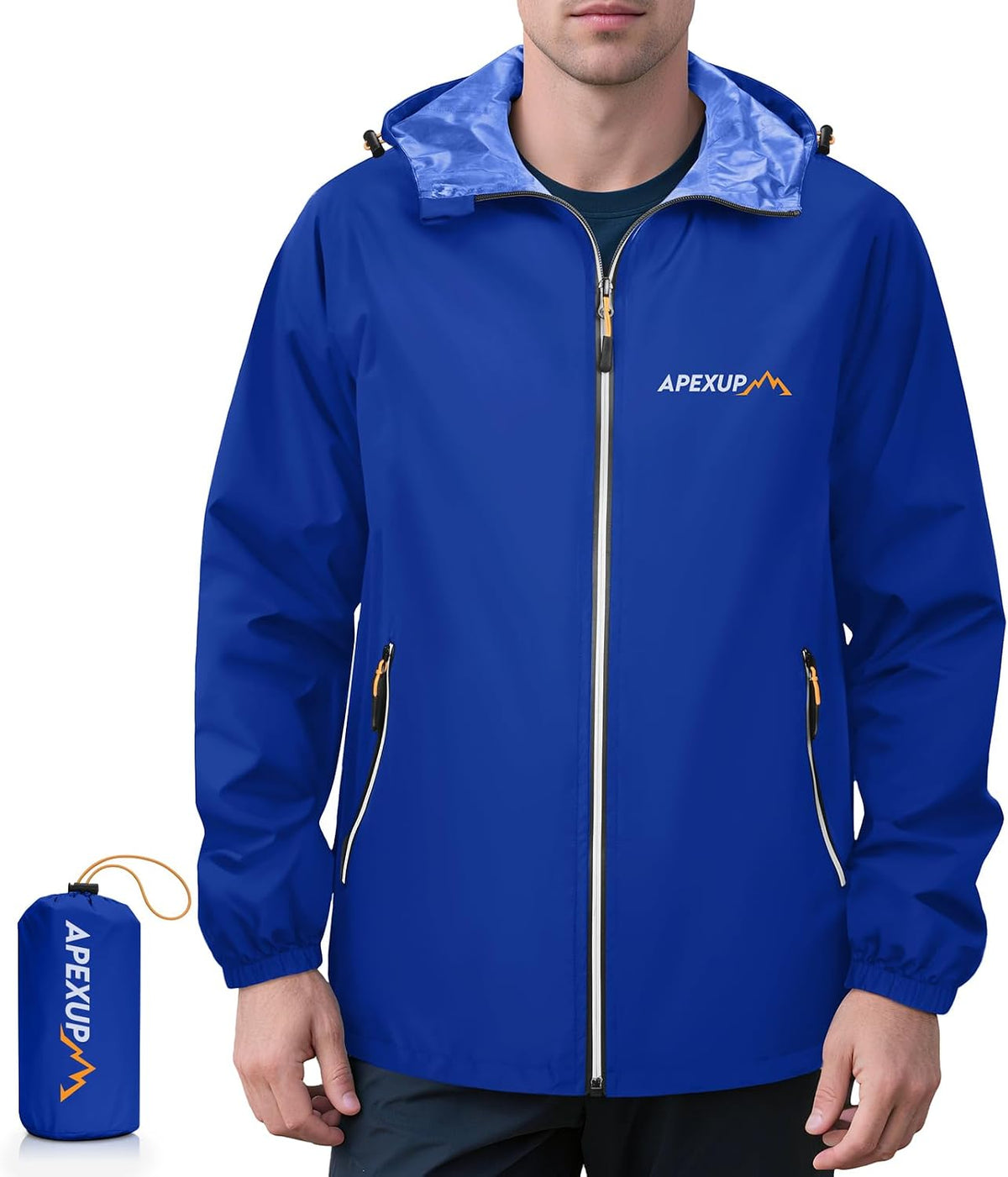 Kessler Men's Waterproof Rain Jacket – Packable, With Hood, Reflective & 4 Handy Pockets