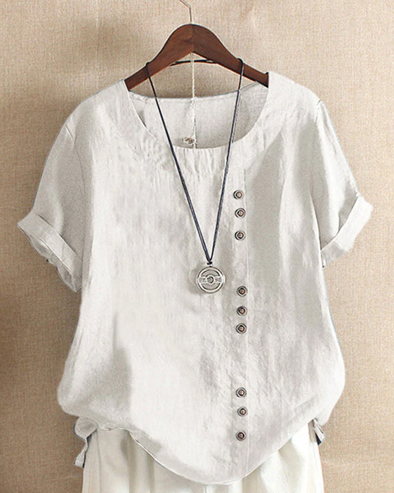 Vance Women's Blouse – Lightweight Linen Blouse with Button-Up Front & Effortless Natural Look