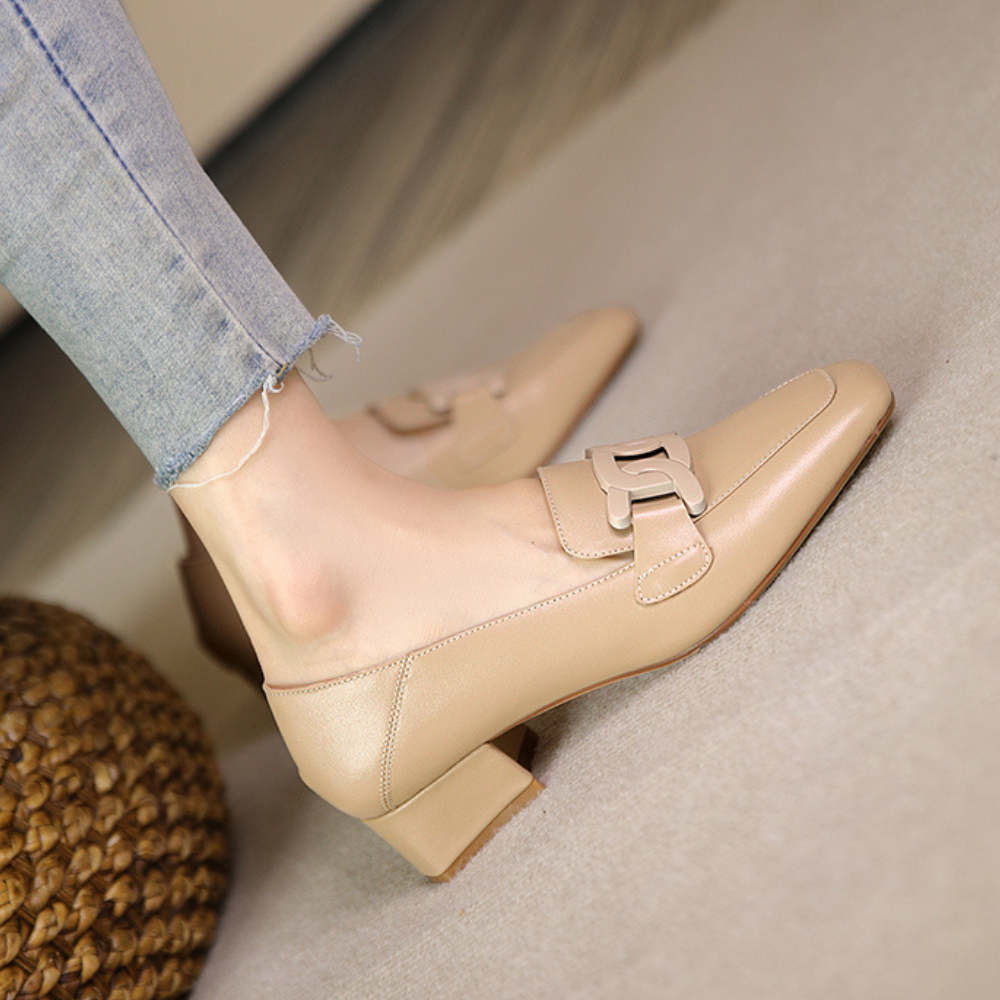 Verity Women's Mary Jane Loafers – Leather Shoes with a Chunky Heel for All-Day Comfort