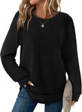 Ottoline Women's Waffle Knit Tunic Top – Crewneck, Full-Length Sleeves & Curved Hem