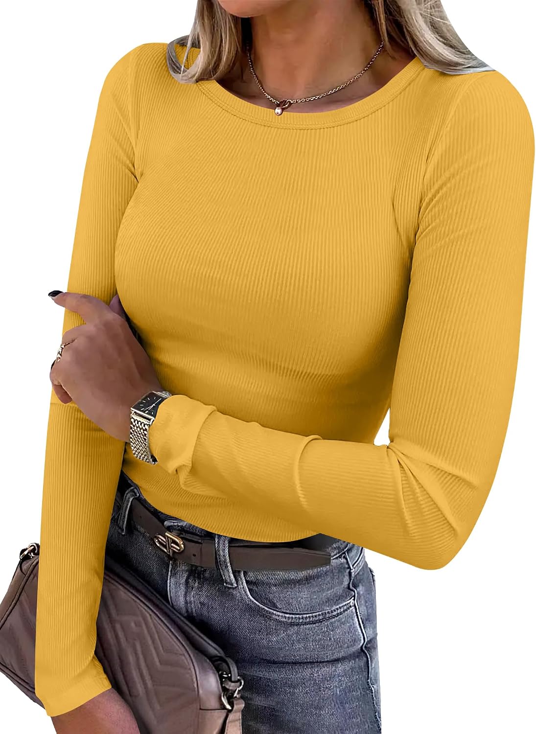Bram Women's Round Neckline Top – Full-Length Sleeves, Tailored Fit & Flexible Fabric