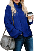 Genevra Women's Cable Knit Turtleneck Sweater – Dolman Sleeves, Cropped Fit & Ribbed Hem