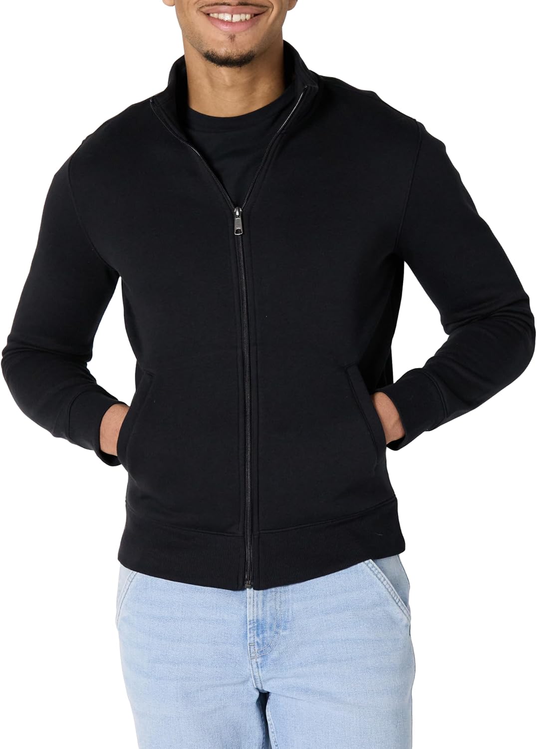 Cressida Men's Full-Zip Fleece Sweatshirt – Mock Neck, Regular Fit & Front Handy Pockets